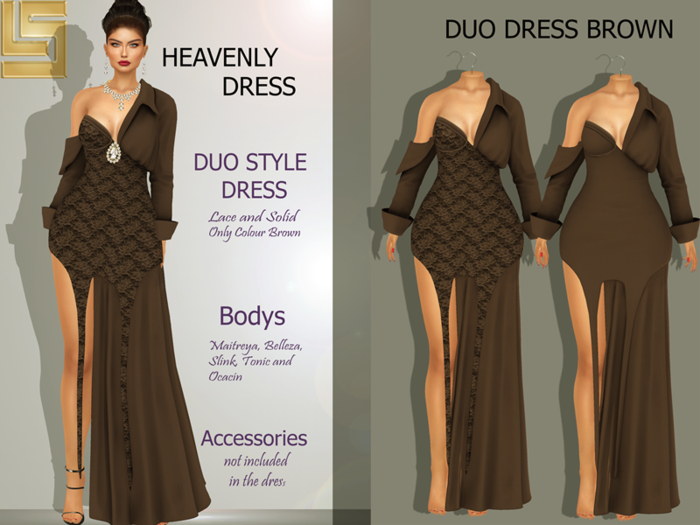 [LS] HEAVENLY DRESS BROWN