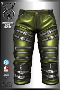 Second Life Marketplace - +V8-UNDERGROUND LEATHER PANTS-GREEN+