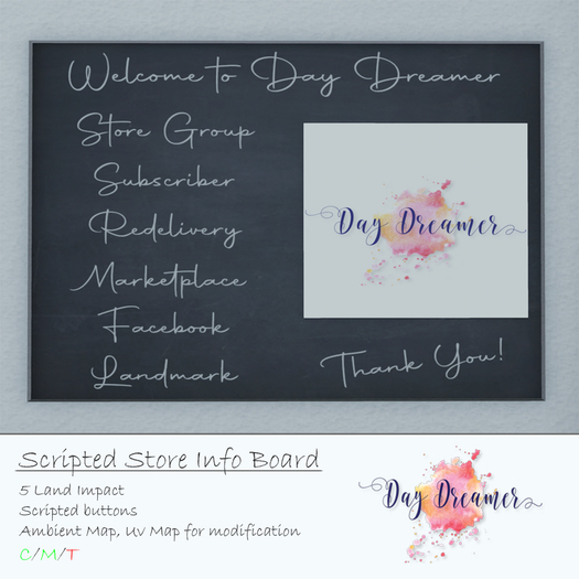 Day Dreamer - Store Info Board (boxed)