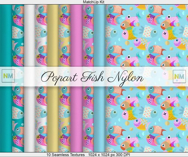 Popart Fish Nylon Matchup Kit 10 Seamless Textures NM