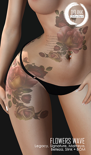 DO INK TATTOO FLOWERS WAVES