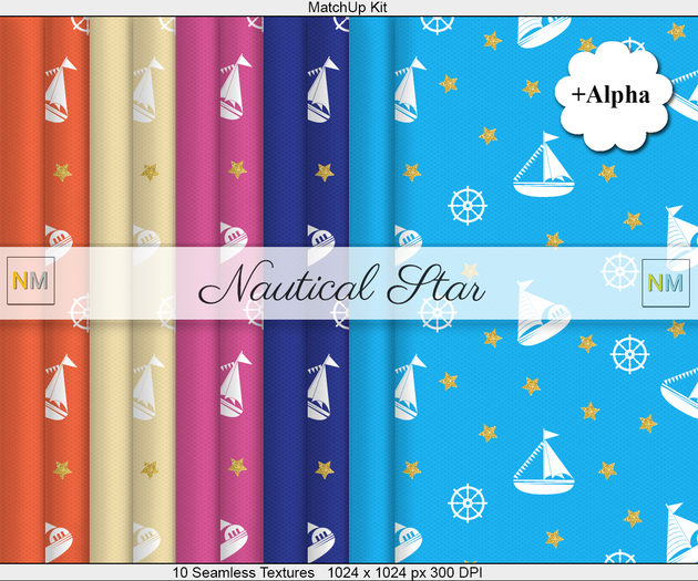 Nautical Star Matchup Kit + Alpha 10 Seamless Textures NM