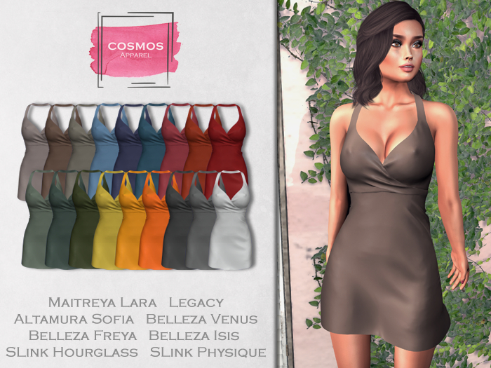 [COSMOS] Elisa Halter Neck Satin / 18 Colors Fatpack Demo