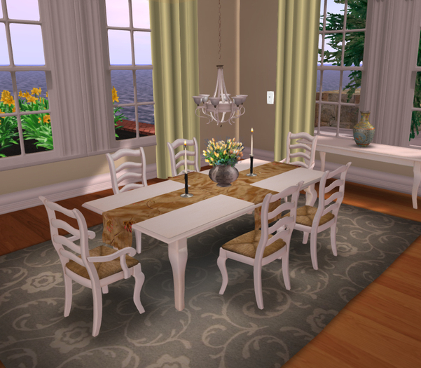 DINNER PARTY TABLE FOR 6 COPY-  White Country French Mesh