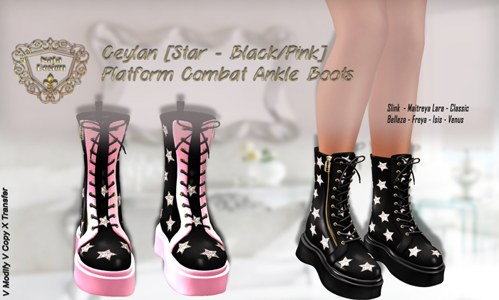 Nala Design - Ceylan [Star] Platform Combat Ankle Boots