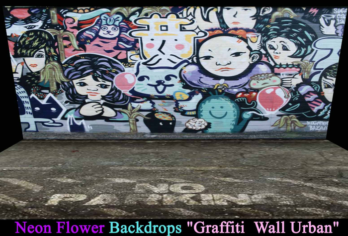 Neon Flower Backdrops "Graffiti  Wall Urban" 