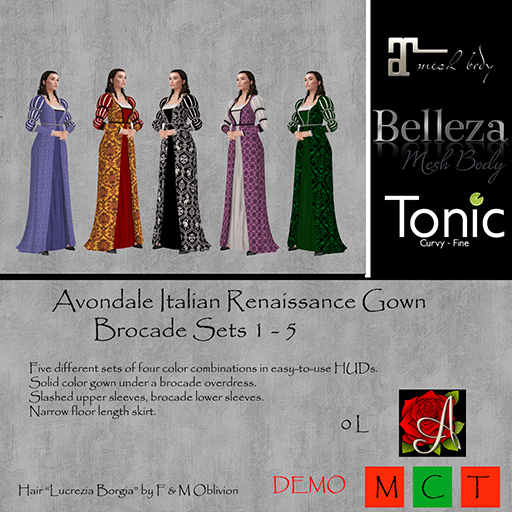 DEMO Avondale Italian Renaissance Gown All Colors