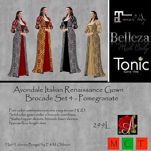 Avondale Italian Renaissance Gown - Pomegranate - ADD