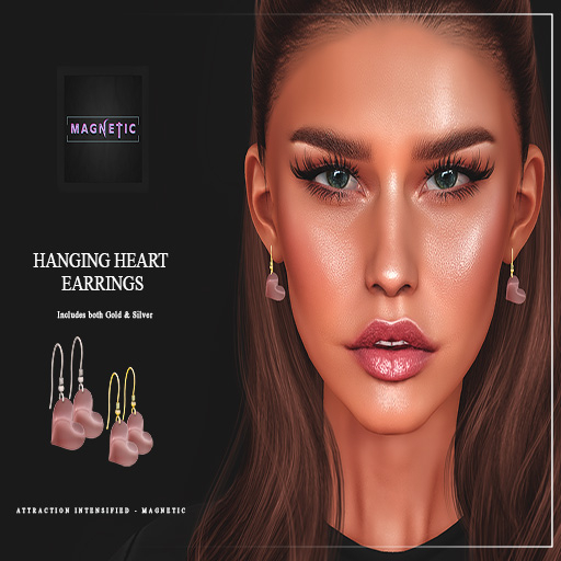 Second Life Marketplace Hanging Heart Earrings