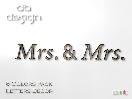 Mrs. With Script Under Second Life Marketplace - ::db:: Mrs. & Mrs. Mesh Letters Decor six ...