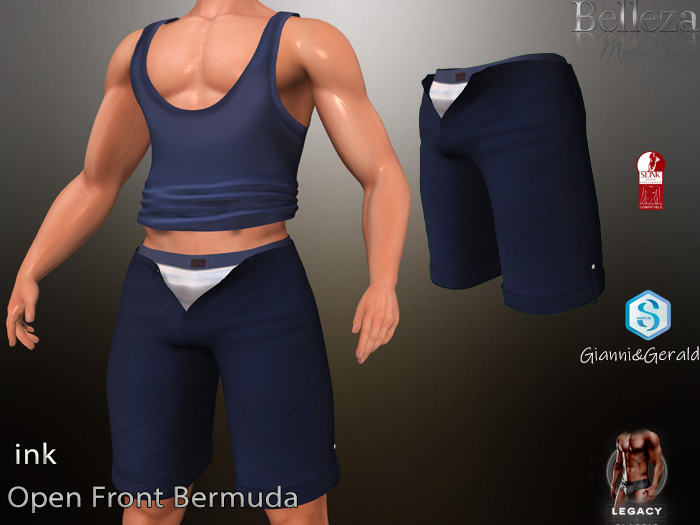 Open Front Bermuda Pant Ink