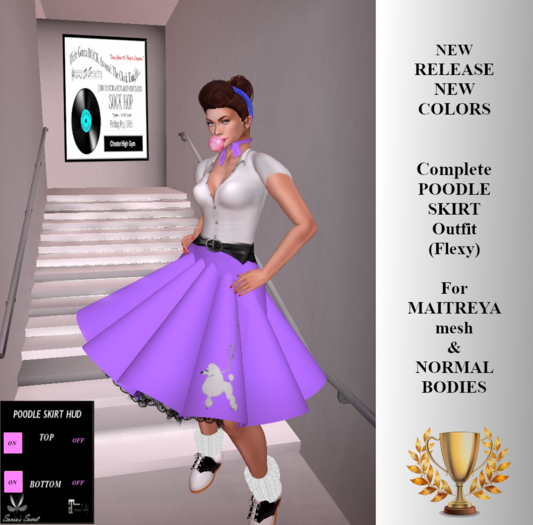 POODLE SKIRT SOCK HOP OUTFIT LAVENDER (complete)  (For Maitreya & Classic)