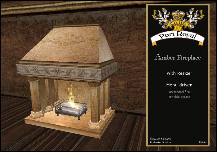 "Port Royal" Amber Castle Fireplace