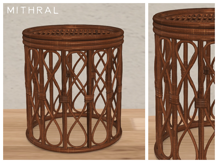 Mithral * Rattan Swirl Stand (Dark Wood)