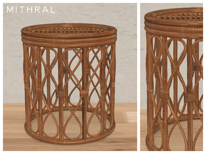 Mithral * Rattan Swirl Stand (Medium Wood)