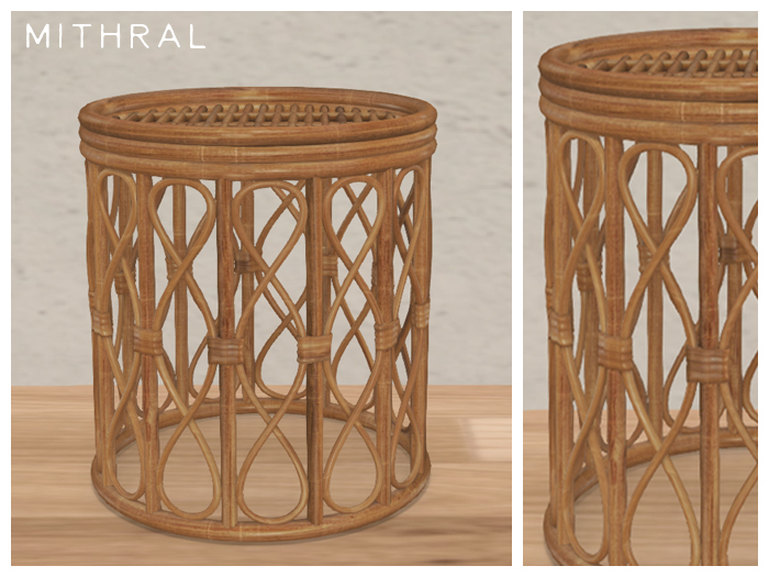Mithral * Rattan Swirl Stand (Light Wood)