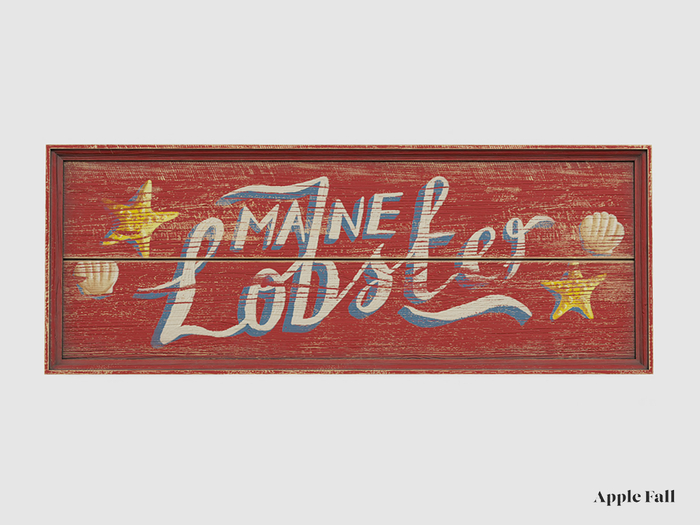 Apple Fall Maine Lobster Sign (Box)