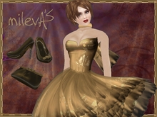 milevA's Florence Gold Day dress + scarf + purse + shoes