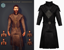 (Stitched) Antario Tunic & Shawl - Black