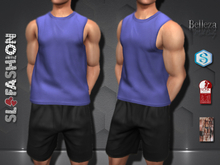 Men's Training Tank Top  & Shorts - PURPLE//BLACK
