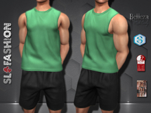 Men's Training Tank Top  & Shorts - GREEN/BLACK