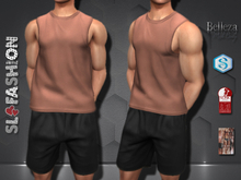 Men's Training Tank Top  & Shorts - BROWN/BLACK