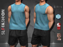 Men's Training Tank Top  & Shorts - BLUE/BLACK
