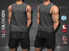 Men's Training Tank Top  & Shorts - BLACK