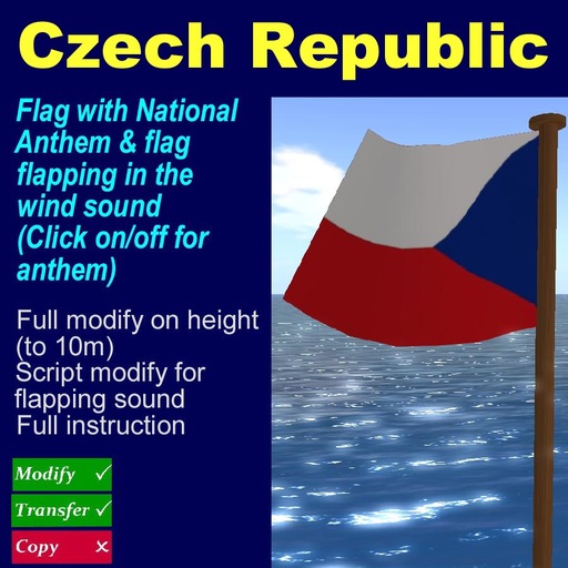 Czech Rep Flag with National Anthem & flag flapping sound