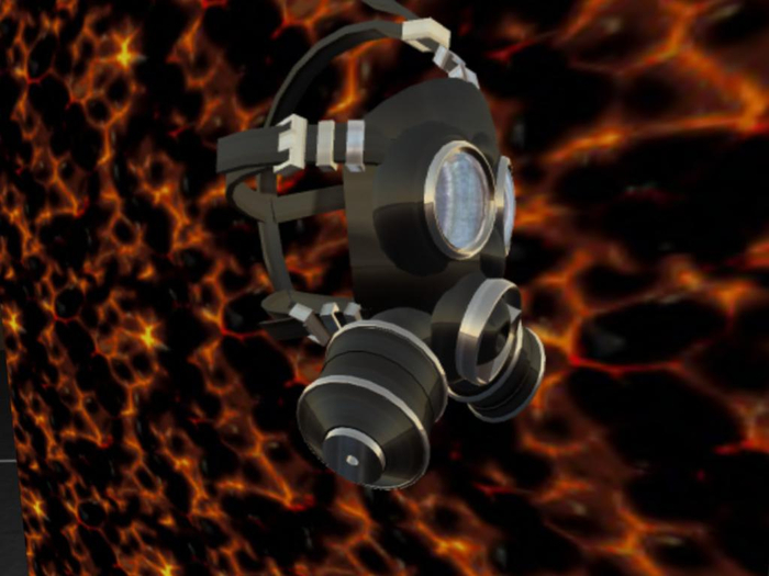 gasmask with particles color change
