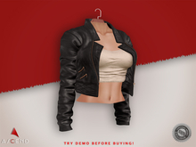 //Ascend// Jenna Cropped Leather Jacket - Black