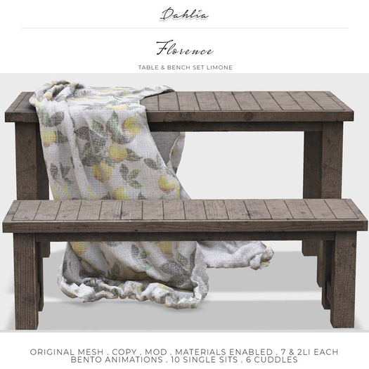 Dahlia - Florence - Table & Bench Set - Limone - Lemon