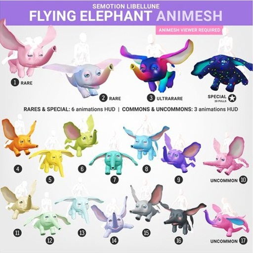 SEmotion Libellune Flying Elephant Animesh #3 ULTRARARE
