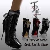 TIPTOE Flexi Bow Ankle boot Set of 3 pairs red,gold and silver
