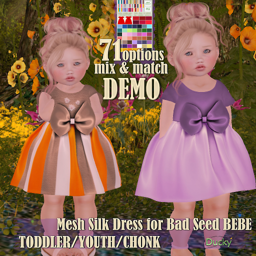Ducky- DEMO Bow Silk Dress - 71 Colors/Mix & Match - Bebe - Chonk - Youth - Chonk