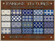 Parkins Textures - Rocco Blue Set - 20x Full Perm Seamless 1024 - Tile, Floor, Wall, Bathroom, Hall, Decoration, Morocco