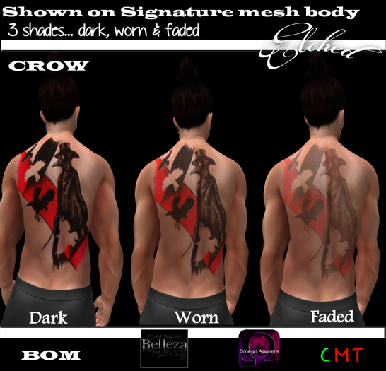 Etched The Crow Tattoo Appliers Only