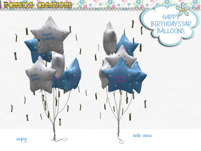 BMC862 - HAPPY BIRTHDAY - STAR BALLOONS WITH GOLD STREAMERS.