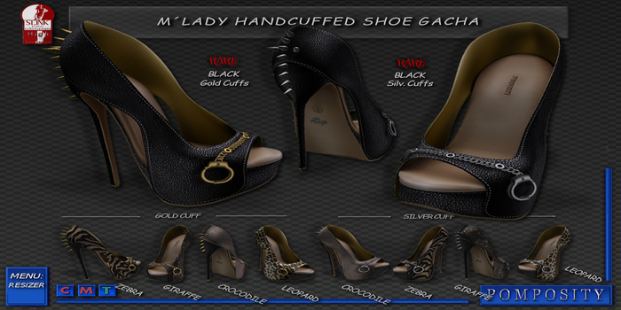 POMPOSITY - LEOPARD SILV. Handcuffed M'Lady Shoes - SLINK