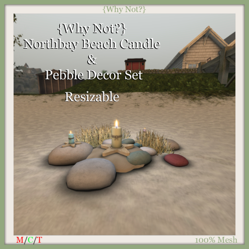 {Why Not?} Northbay Beach Candle & Pebble Decor Set-Boxed