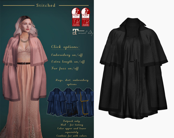 (Stitched) Thecla Cape - Black