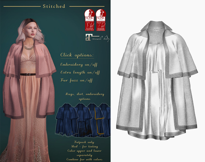 (Stitched) Thecla Cape - White