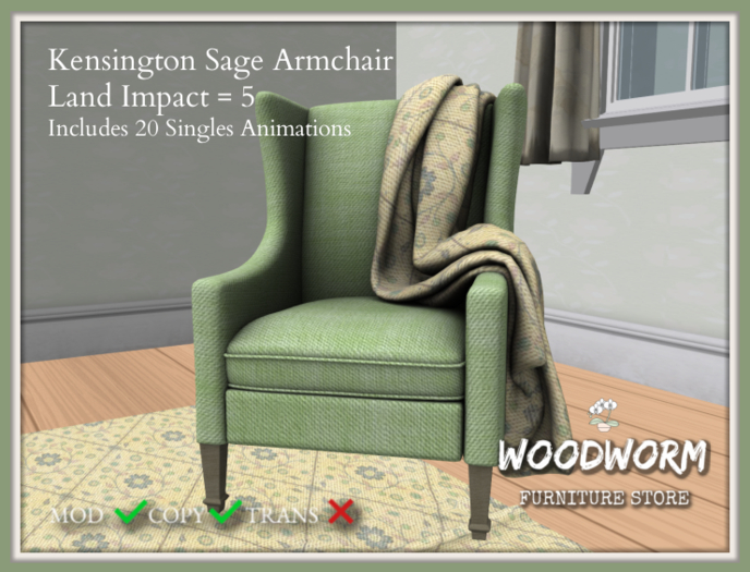 [Woodworm] KENSINGTON SAGE ARMCHAIR*