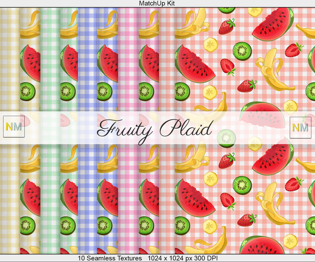 Fruity Plaid Matchup Kit 10 Seamless Textures NM