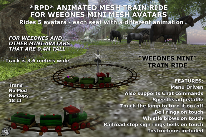 *RPD* Animated Mesh Train Ride_GreenRed_5 Seater_for Weeones