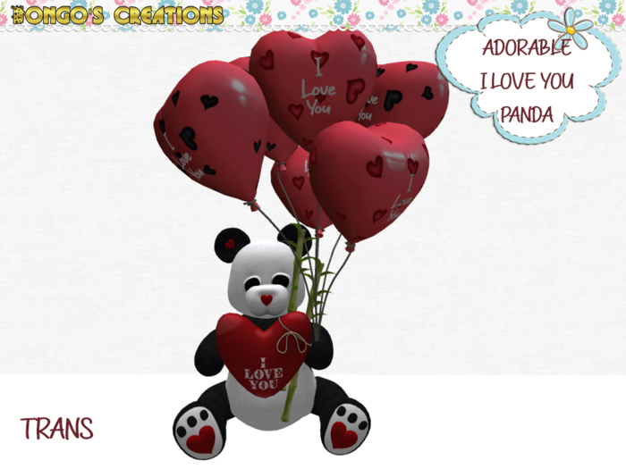 BMC883 - ADORABLE I LOVE YOU PANDA WITH 6 BALLOONS.