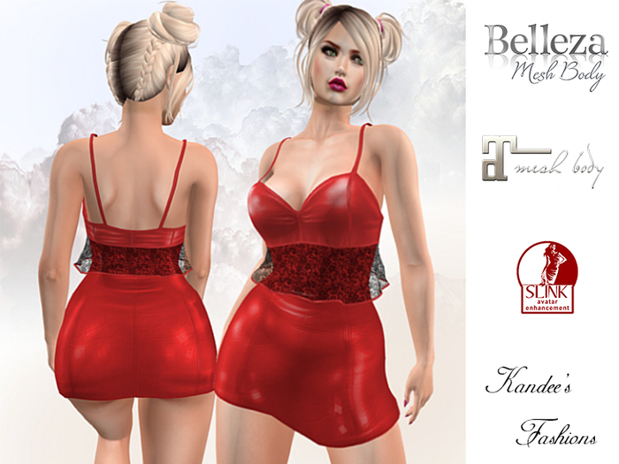 Red Leather & Lace Dress