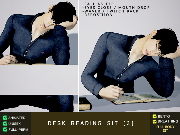 Desk Reading Sit 3 (Falling Asleep)