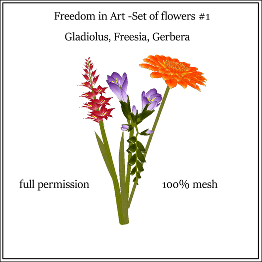 Freedom in Art -Set of flowers #1