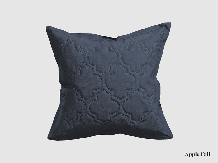 Apple Fall Cushion - Embossed Trellis, Navy (Box)